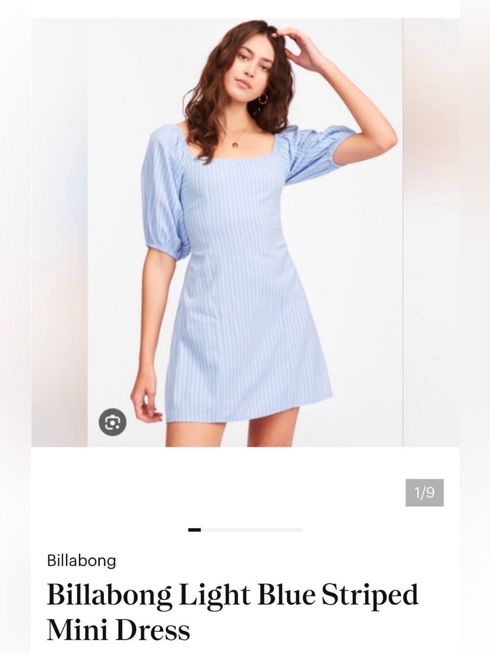 Billabong Paradise Mini Dress Airy Light Blue Striped Mini Dress Size S